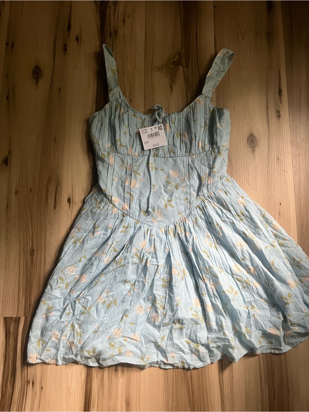 American Eagle Outfitters Light Blue Floral Sundress with Yellow Accents